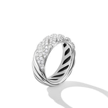 Load image into Gallery viewer, Sculpted Cable Band Ring in Sterling Silver with Pave Diamonds