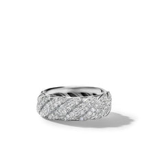 Load image into Gallery viewer, Sculpted Cable Band Ring in Sterling Silver with Pave Diamonds