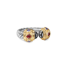 Load image into Gallery viewer, Renaissance Color Ring in Sterling Silver with 14K Yellow Gold, Hematine, Rhodolite Garnet and Iolite, 9.9mm