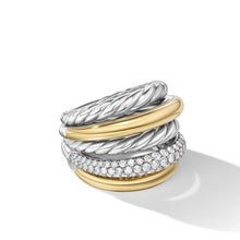 Load image into Gallery viewer, DY Mercer Multi Row Ring in Sterling Silver with 18K Yellow Gold and Diamonds