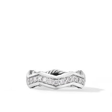 Load image into Gallery viewer, Zig Zag Stax Ring in Sterling Silver with Diamonds, 5mm