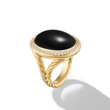 Load image into Gallery viewer, Albion Oval Ring in 18K Yellow Gold with Black Onyx and Diamonds, 21mm