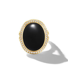 Load image into Gallery viewer, Albion Oval Ring in 18K Yellow Gold with Black Onyx and Diamonds, 21mm