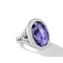 Load image into Gallery viewer, Albion Oval Ring in Sterling Silver with Black Orchid and Diamonds, 21mm