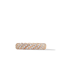 Load image into Gallery viewer, Sculpted Cable Pave Band Ring in 18K Rose Gold with Diamonds