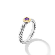 Load image into Gallery viewer, Petite Cable Ring in Sterling Silver with 14K Yellow Gold and Amethyst, 2.8mm