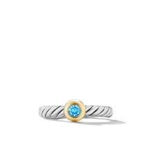 Load image into Gallery viewer, Petite Cable Ring in Sterling Silver with 14K Yellow Gold and Blue Topaz, 2.8mm