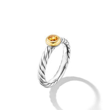 Load image into Gallery viewer, Petite Cable Ring in Sterling Silver with 14K Yellow Gold and Citrine, 2.8mm