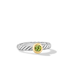 Load image into Gallery viewer, Petite Cable Ring in Sterling Silver with 14K Yellow Gold and Peridot, 2.8mm