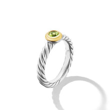 Load image into Gallery viewer, Petite Cable Ring in Sterling Silver with 14K Yellow Gold and Peridot, 2.8mm