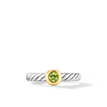 Load image into Gallery viewer, Petite Cable Ring in Sterling Silver with 14K Yellow Gold and Peridot, 2.8mm