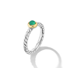 Load image into Gallery viewer, Petite Cable Ring in Sterling Silver with 14K Yellow Gold and Green Onyx, 2.8mm