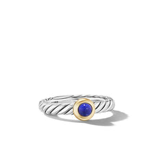 Load image into Gallery viewer, Petite Cable Ring in Sterling Silver with 14K Yellow Gold and Lapis Lazuli, 2.8mm