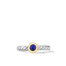 Load image into Gallery viewer, Petite Cable Ring in Sterling Silver with 14K Yellow Gold and Lapis Lazuli, 2.8mm