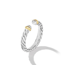 Load image into Gallery viewer, Petite Cable Ring in Sterling Silver with 14K Yellow Gold, 3.4mm