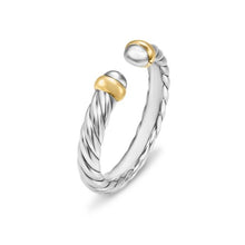 Load image into Gallery viewer, Petite Cable Ring in Sterling Silver with 14K Yellow Gold, 3.4mm