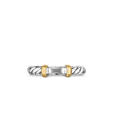 Load image into Gallery viewer, Petite Cable Ring in Sterling Silver with 14K Yellow Gold, 3.4mm