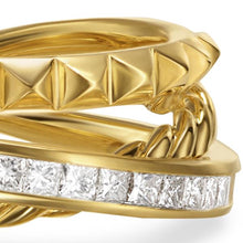Load image into Gallery viewer, Crossover Trio Three Row Ring in 18K Yellow Gold with Diamonds, 8mm