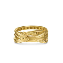 Load image into Gallery viewer, Crossover Trio Three Row Ring in 18K Yellow Gold with Diamonds, 8mm