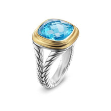 Load image into Gallery viewer, Albion Ring in Sterling Silver with 18K Yellow Gold and Blue Topaz, 11mm