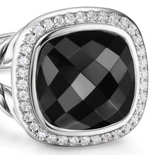 Load image into Gallery viewer, Albion Ring in Sterling Silver with Black Onyx and Diamonds, 11mm
