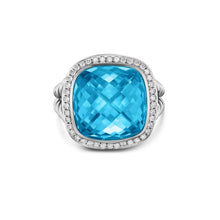 Load image into Gallery viewer, Albion Ring in Sterling Silver with Blue Topaz and Diamonds, 15mm