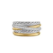 Load image into Gallery viewer, Crossover Five Row Ring in Sterling Silver with 18K Yellow Gold and Diamonds, 11mm