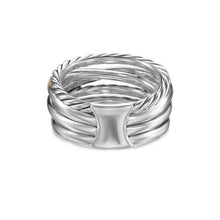 Load image into Gallery viewer, Crossover Five Row Ring in Sterling Silver with 18K Yellow Gold and Diamonds, 11mm