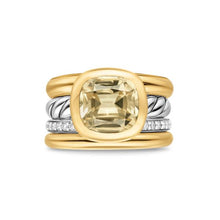 Load image into Gallery viewer, DY Mercer Four Row Stone Ring in Sterling Silver with 18K Yellow Gold, Champagne Citrine and Diamonds, 14mm