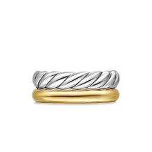 Load image into Gallery viewer, DY Mercer Two Row Ring in Sterling Silver with 18K Yellow Gold, 8mm