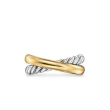 Load image into Gallery viewer, Crossover Two Row Ring in Sterling Silver with 14K Yellow Gold, 7.5mm
