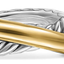 Load image into Gallery viewer, Crossover Two Row Ring in Sterling Silver with 14K Yellow Gold, 7.5mm