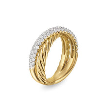Load image into Gallery viewer, Crossover Two Row Ring in 18K Yellow Gold with Diamonds, 7.5mm