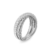 Load image into Gallery viewer, Crossover Two Row Ring in Sterling Silver with Diamonds, 7.5mm