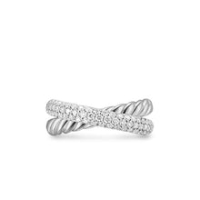 Load image into Gallery viewer, Crossover Two Row Ring in Sterling Silver with Diamonds, 7.5mm