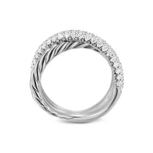 Load image into Gallery viewer, Crossover Two Row Ring in Sterling Silver with Diamonds, 7.5mm