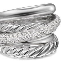 Load image into Gallery viewer, Crossover Five Row Ring in Sterling Silver with Diamonds, 17.5mm