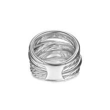 Load image into Gallery viewer, Crossover Five Row Ring in Sterling Silver with Diamonds, 17.5mm