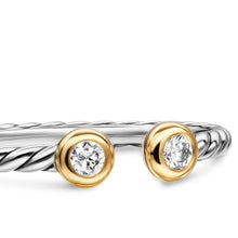 Load image into Gallery viewer, Cable Open Round Ring in Sterling Silver with 18K Yellow Gold and Diamonds, 3.9mm