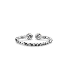 Load image into Gallery viewer, Cable Open Round Ring in Sterling Silver with 18K Yellow Gold and Diamonds, 3.9mm