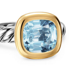 Load image into Gallery viewer, DY Mercera Color Stone Ring in Sterling Silver with 18K Yellow Gold and Sky Blue Topaz, 10mm