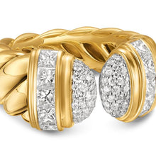 Load image into Gallery viewer, Sculpted Cable Open Cocktail Ring in 18K Yellow Gold with Diamonds, 12.4mm