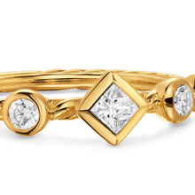 Load image into Gallery viewer, Petite Modern Renaissance Band Ring in 18K Yellow Gold with Diamonds, 6.4mm