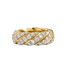 Load image into Gallery viewer, Sculpted Cable Flex Band Ring in 18K Yellow Gold with Diamonds, 7.5mm
