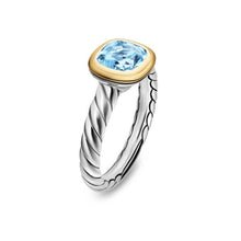 Load image into Gallery viewer, DY Mercer Color Stone Ring in Sterling Silver with 18K Yellow Gold and Sky Blue Topaz, 7mm
