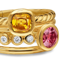 Load image into Gallery viewer, DY Mercer Color Stone Multi Row Ring in 18K Yellow Gold with Citrine, Pink Tourmaline and Diamonds, 10mm