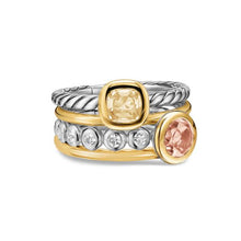 Load image into Gallery viewer, DY Mercer Color Stone Multi Row Ring in Sterling Silver with 18K Yellow Gold, Champagne Citrine, Morganite and Diamonds, 10mm