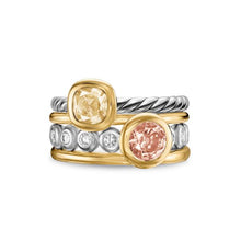 Load image into Gallery viewer, DY Mercer Color Stone Multi Row Ring in Sterling Silver with 18K Yellow Gold, Champagne Citrine, Morganite and Diamonds, 10mm