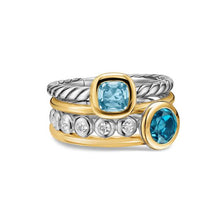 Load image into Gallery viewer, DY Mercer Color Stone Multi Row Ring in Sterling Silver with 18K Yellow Gold, Blue Topaz and Diamonds, 10mm