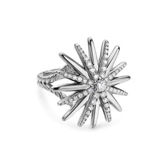 Load image into Gallery viewer, Starburst Ring in Sterling Silver with Diamonds, 25mm